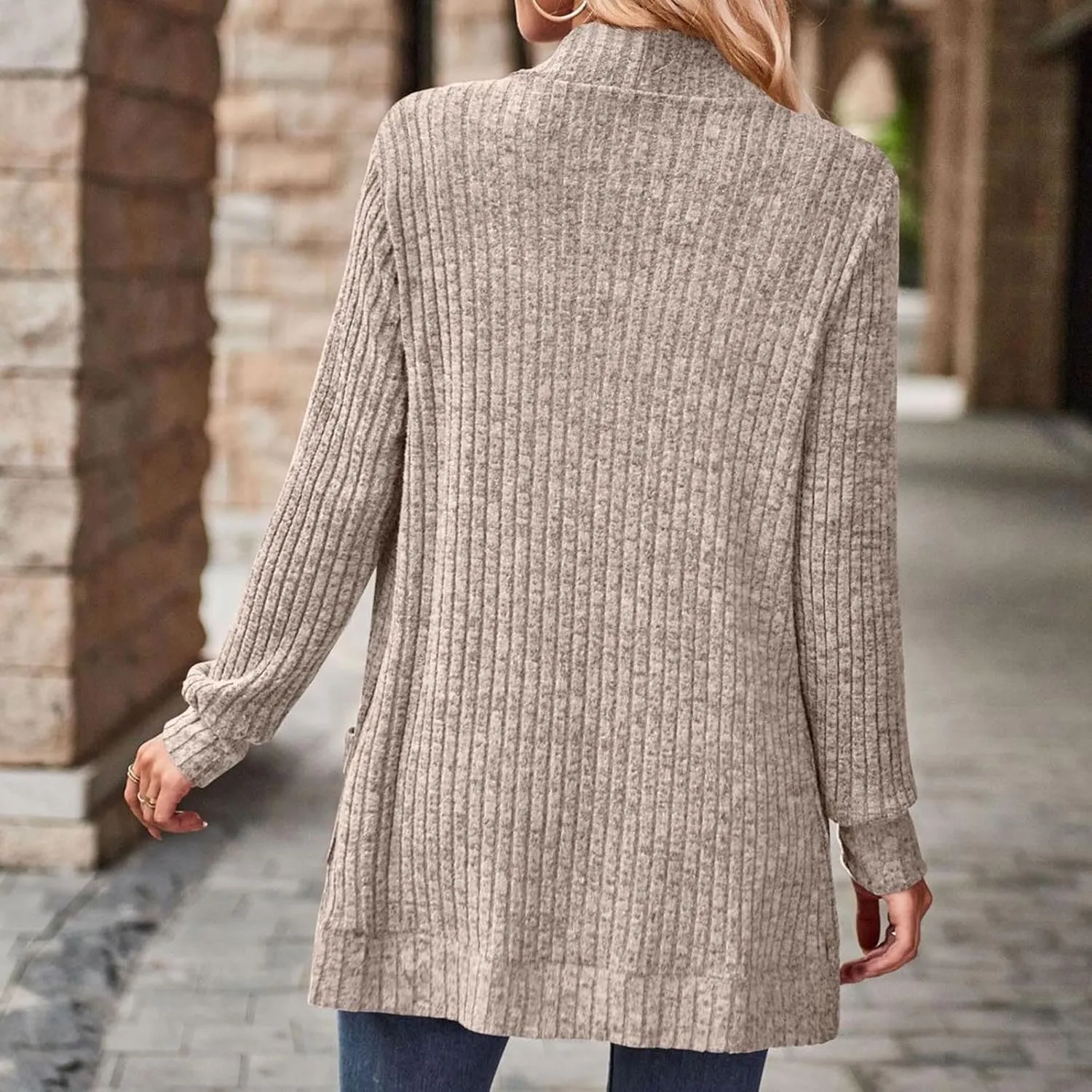 Cardigan Sweaters for Women Casual Long Sleeve Open Front Cardigans 2024 Fall Cable Knit Outwear Coats with Pockets
