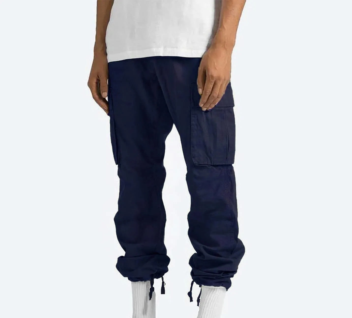 Cargo Pants for Men Baggy Straight Leg Casual Drawstring Cotton Elastic Waist Outdoor Cargo Pants Sweatpants Joggers