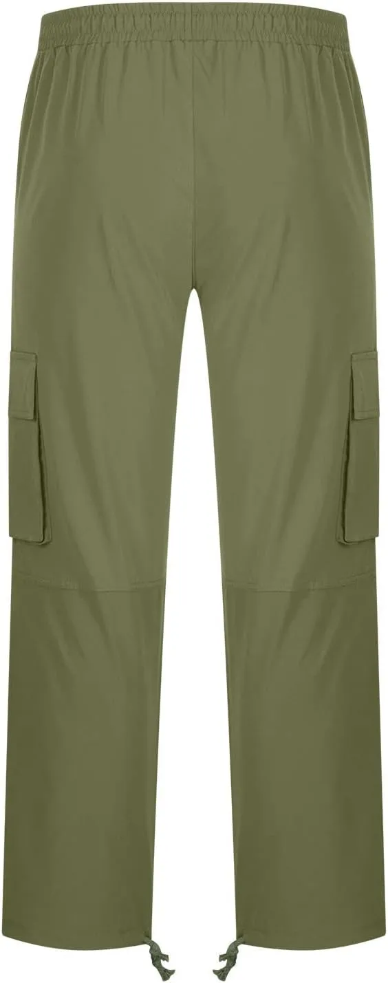 Cargo Pants for Men Baggy Straight Leg Casual Drawstring Cotton Elastic Waist Outdoor Cargo Pants Sweatpants Joggers