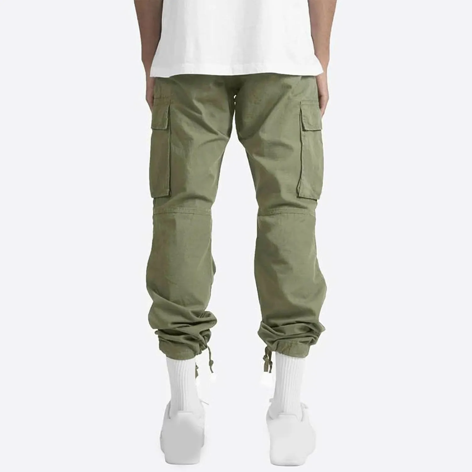 Cargo Pants for Men Baggy Straight Leg Casual Drawstring Cotton Elastic Waist Outdoor Cargo Pants Sweatpants Joggers