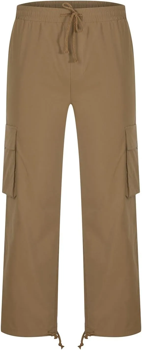 Cargo Pants for Men Baggy Straight Leg Casual Drawstring Cotton Elastic Waist Outdoor Cargo Pants Sweatpants Joggers