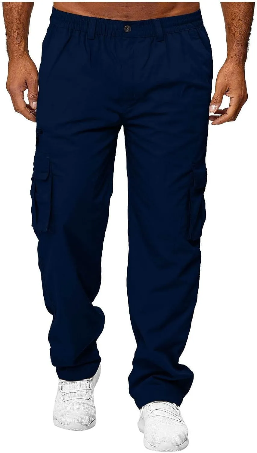 Cargo Pants for Men with Pockets Cotton Hiking Sweatpants Casual Athletic Jogger Sports Outdoor Relaxed Fit Pants