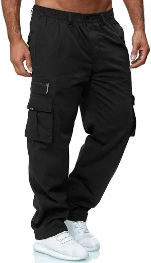 Cargo Pants for Men with Pockets Cotton Hiking Sweatpants Casual Athletic Jogger Sports Outdoor Relaxed Fit Pants