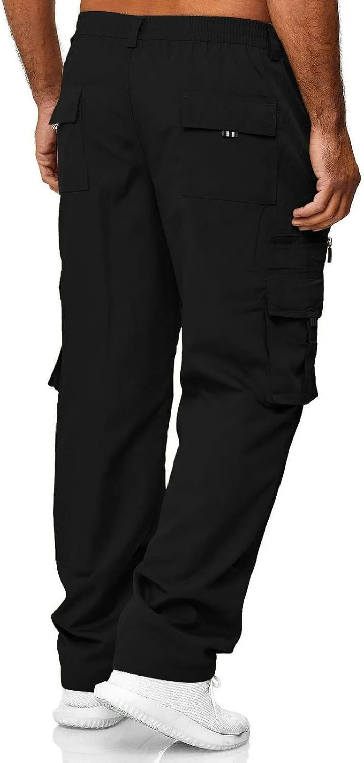Cargo Pants for Men with Pockets Cotton Hiking Sweatpants Casual Athletic Jogger Sports Outdoor Relaxed Fit Pants