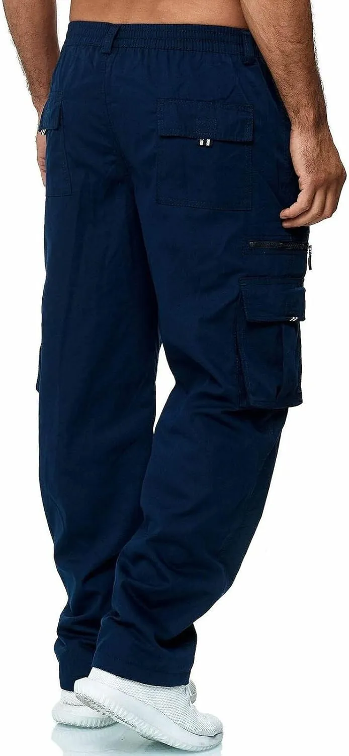 Cargo Pants for Men with Pockets Cotton Hiking Sweatpants Casual Athletic Jogger Sports Outdoor Relaxed Fit Pants
