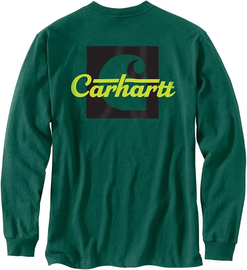 Carhartt Big & Tall Loose Fit Heavyweight Long Sleeve Pocket Script Graphic T-Shirt