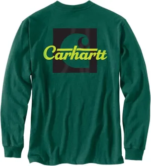 Carhartt Big & Tall Loose Fit Heavyweight Long Sleeve Pocket Script Graphic T-Shirt