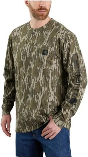 Carhartt Men's Loose Fit Heavyweight Long-Sleeve Pocket Camo Logo Graphic T-Shirt