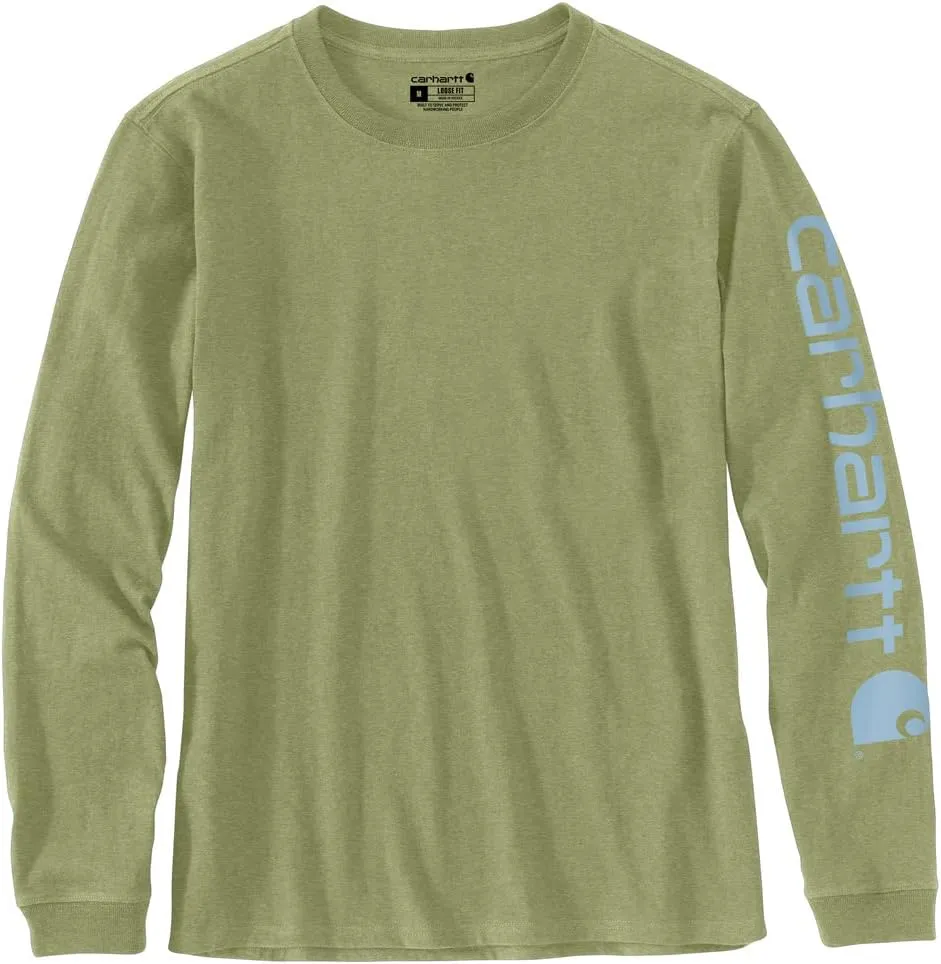 Carhartt Women's Plus Size Loose Fit Heavyweight Long Logo Sleeve Graphic T-Shirt