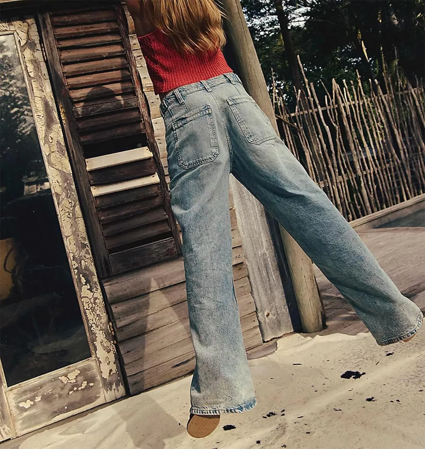 cffvdiz Wide Leg Jeans for Women Vintage Baggy Low Waist Straight Leg Denim Pants Trouser Jeans