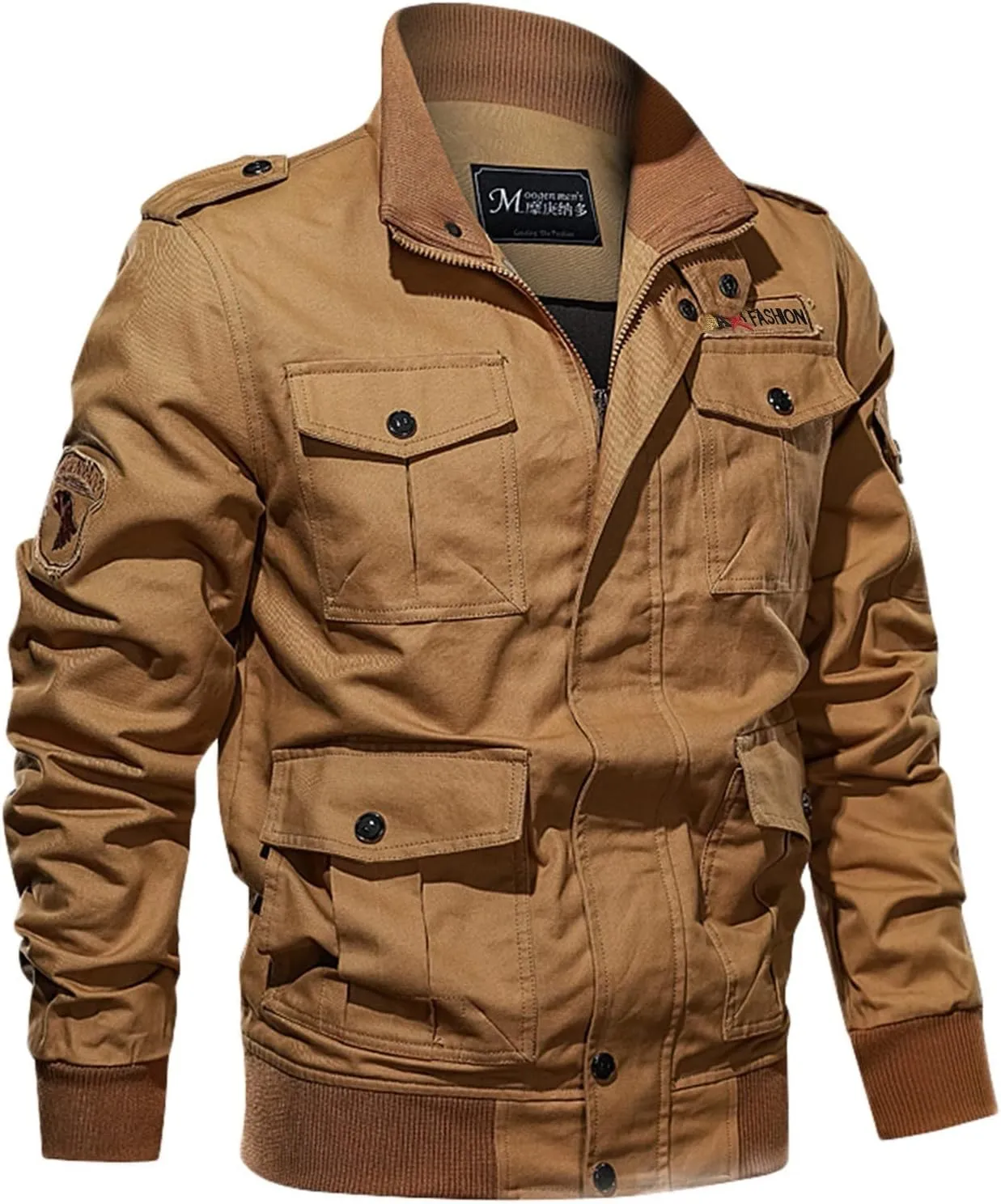 Clothes for Men Size Coat Muli Pockets Zipper Lapel Solid Jacket Leisure Breathable Stand Collar Top Mens Flannel