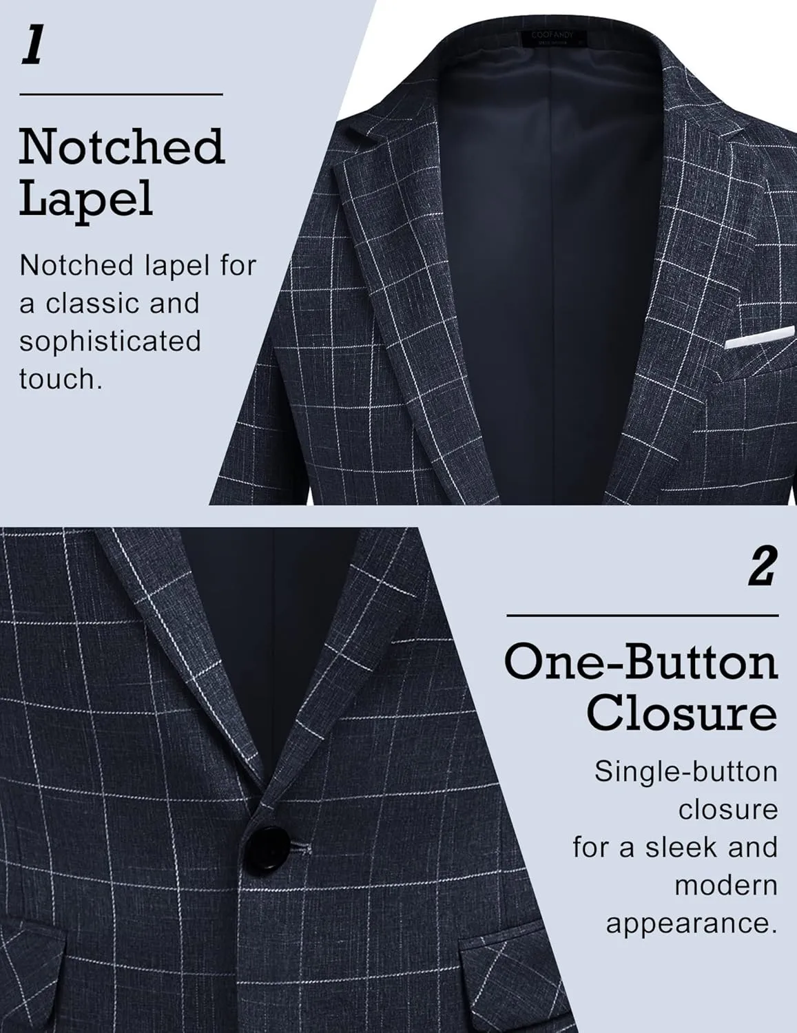 COOFANDY Men's Blazer Casual Sport Coats Slim Fit One Button Suit Jacket Lightweight Sports Jacket