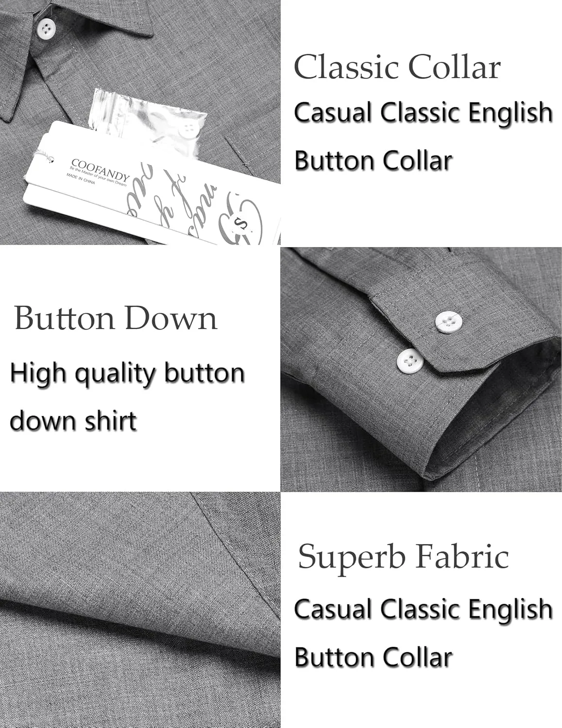 COOFANDY Men's Casual Button Down Shirt Long Sleeve Linen Chambray Shirt