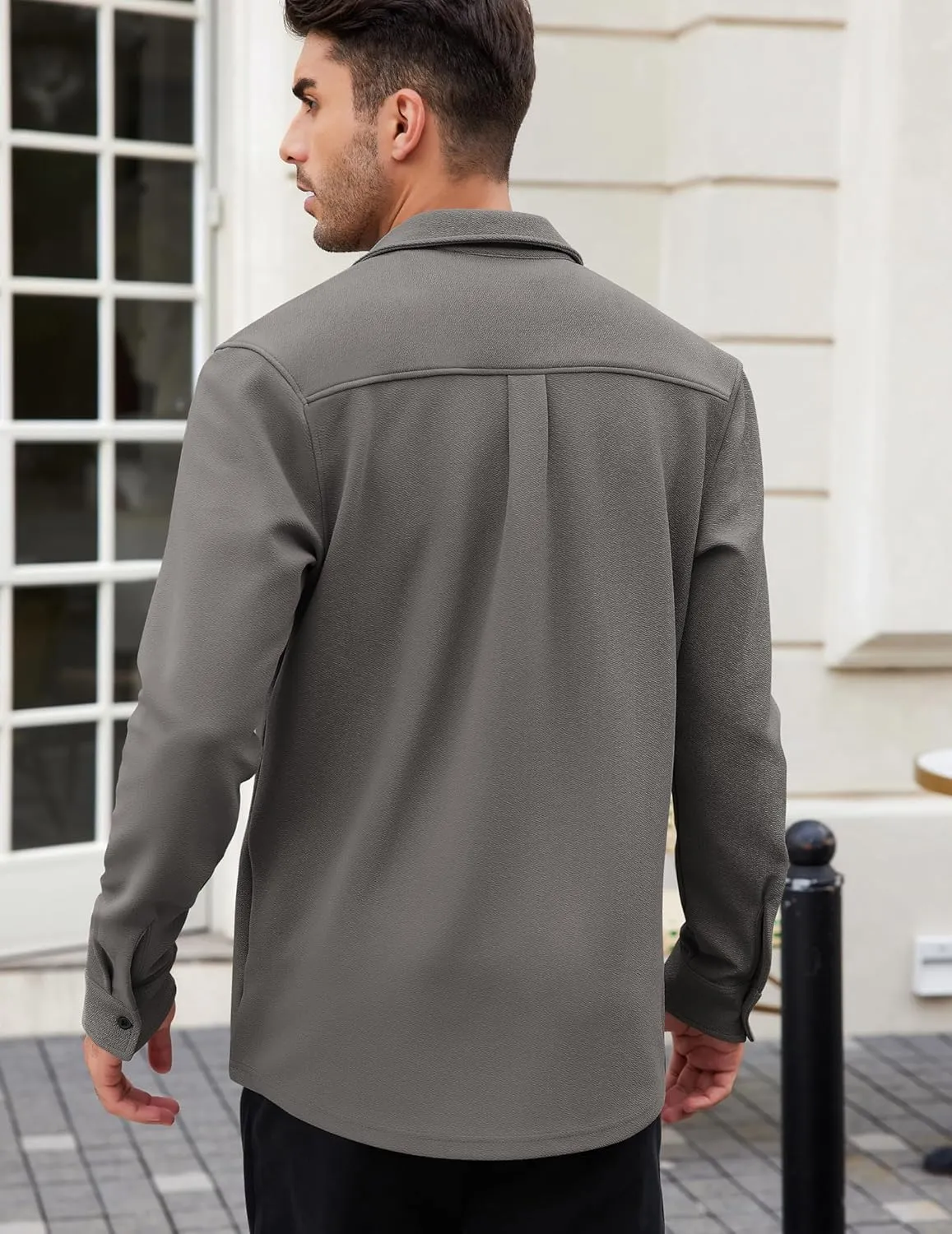 COOFANDY Men's Lightweight Shirt Shacket Long Sleeve Textured Button Down Shirts Casual Jacket