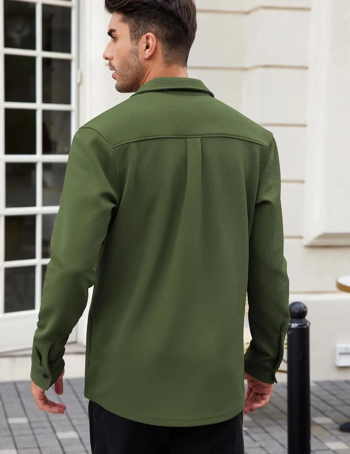 COOFANDY Men's Lightweight Shirt Shacket Long Sleeve Textured Button Down Shirts Casual Jacket