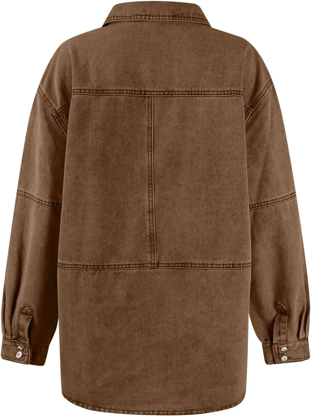 COTECRAM Womens Denim Tops Pullover Trendy Casual V Neck Loose Fit Long Sleeve oversized Jean Shirts Jacket with Pocket