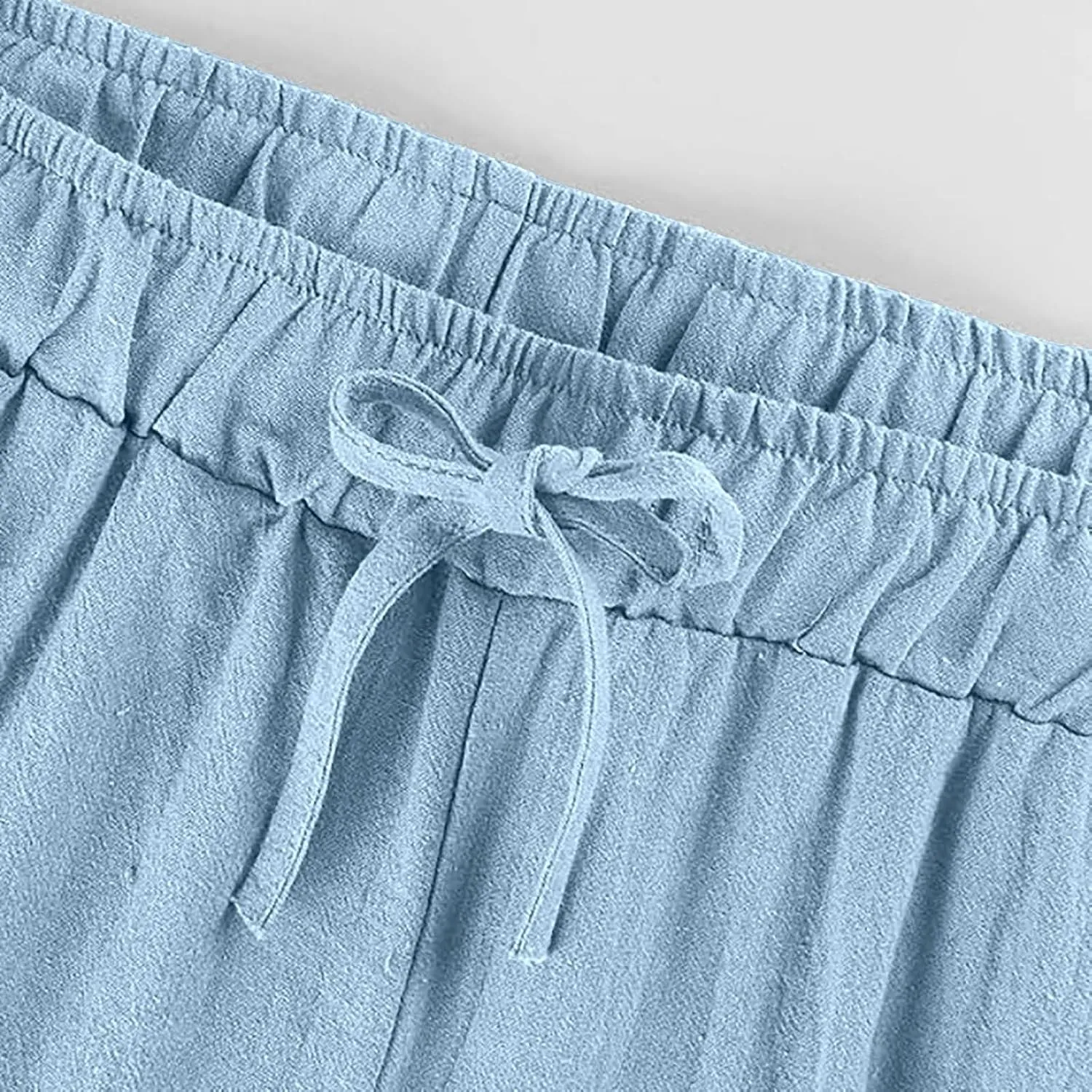 Cotton Linen Pants Women Summer Wide Leg Casual Loose Trousers Drawstring High Waist Palazzo Pants with Pockets 2025