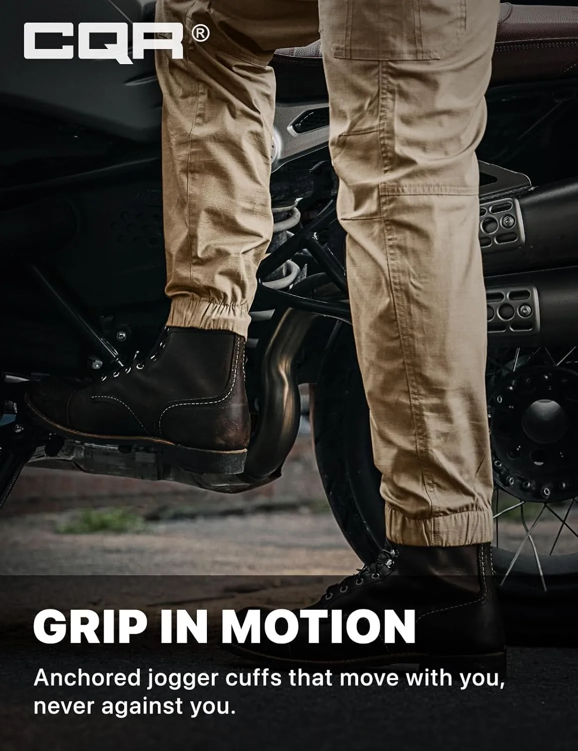 CQR Men's Flex Lightweight Joggers, Elastic Waist Drawstring Casual Pants, Tapered Fit Water Resistant Outdoor Cargo Pants