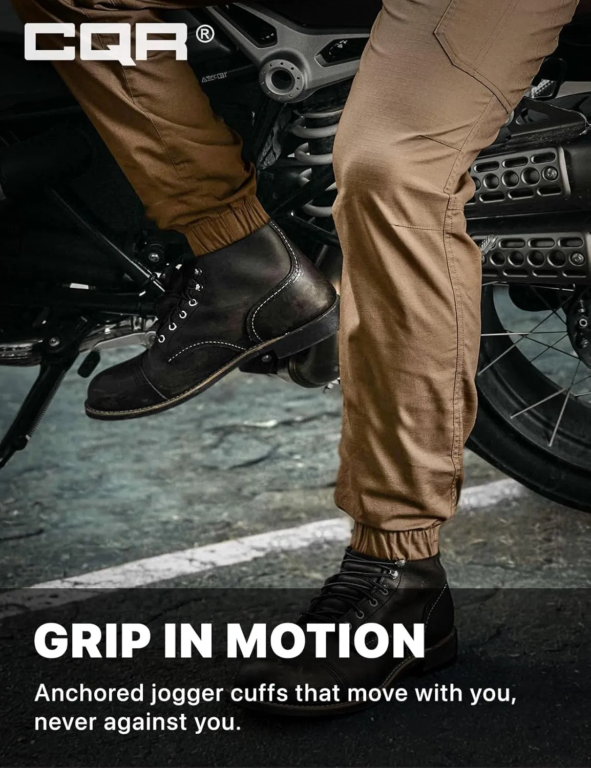 CQR Men's Flex Lightweight Joggers, Elastic Waist Drawstring Casual Pants, Tapered Fit Water Resistant Outdoor Cargo Pants
