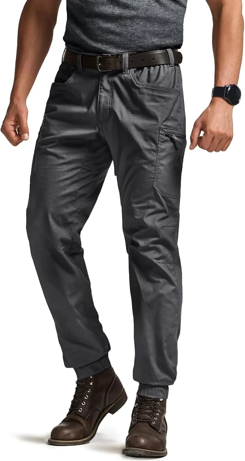 CQR Men's Flex Lightweight Joggers, Elastic Waist Drawstring Casual Pants, Tapered Fit Water Resistant Outdoor Cargo Pants