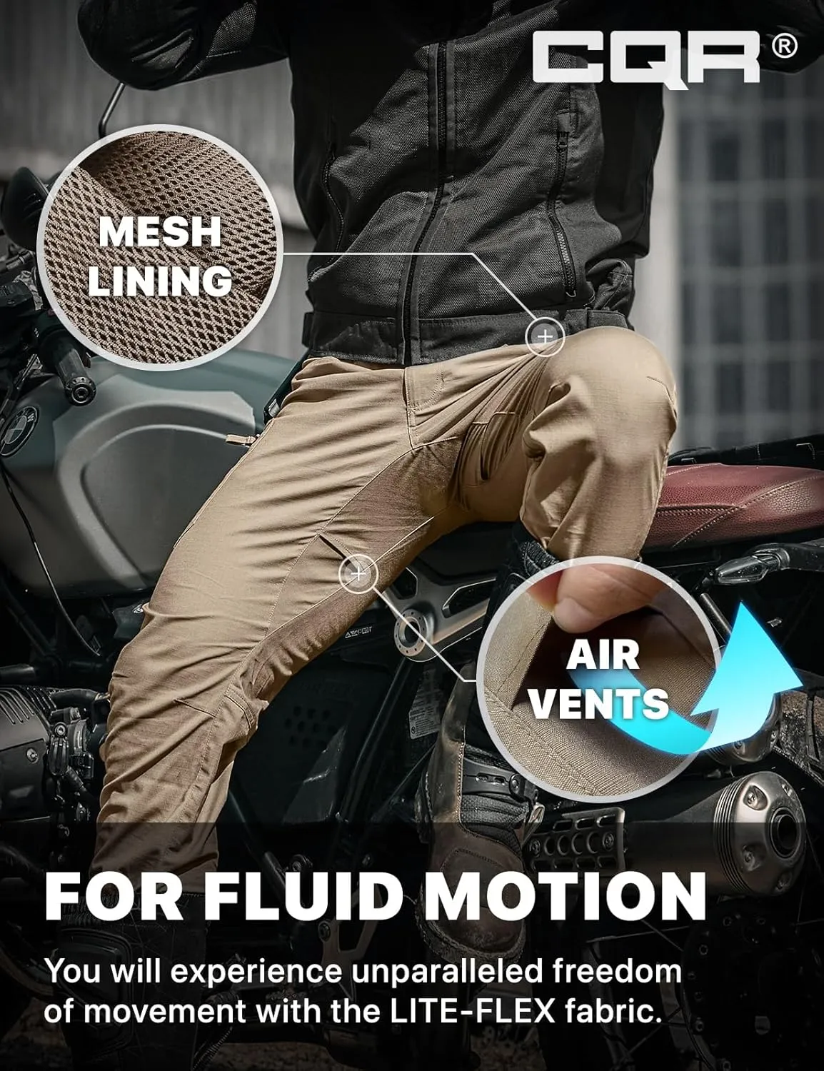 CQR Men's Flex Lightweight Joggers, Elastic Waist Drawstring Casual Pants, Tapered Fit Water Resistant Outdoor Cargo Pants