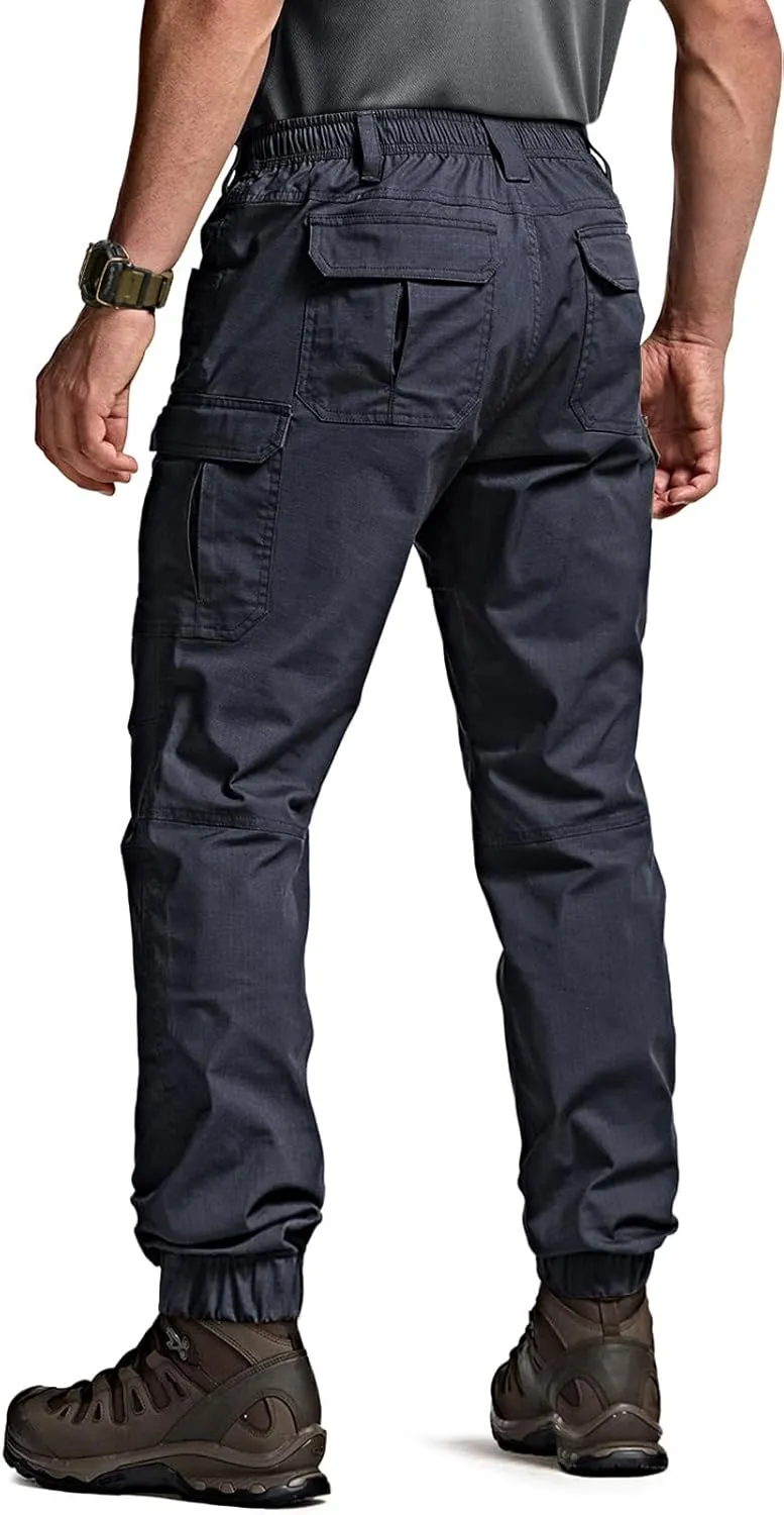 CQR Men's Flex Lightweight Joggers, Elastic Waist Drawstring Casual Pants, Tapered Fit Water Resistant Outdoor Cargo Pants