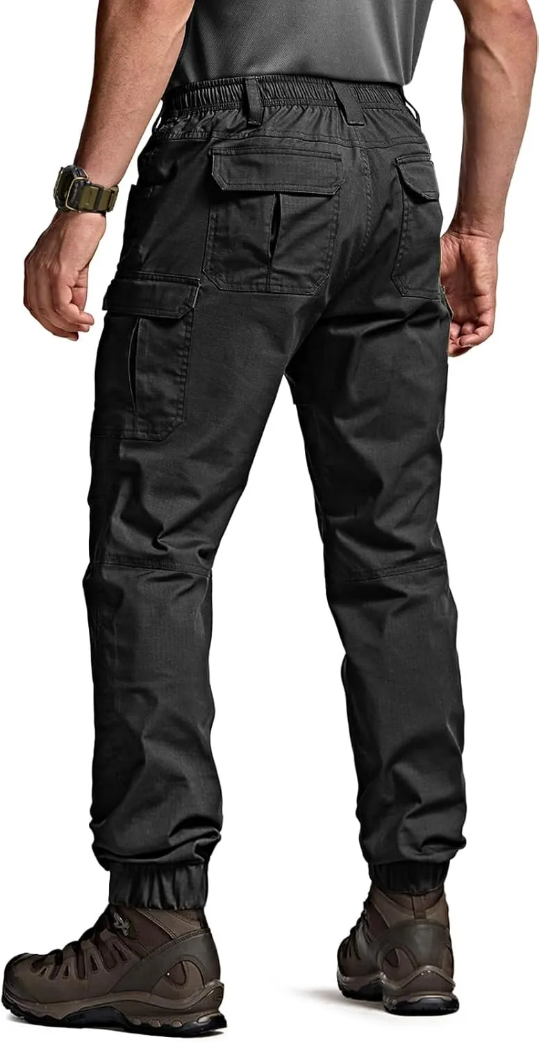 CQR Men's Flex Lightweight Joggers, Elastic Waist Drawstring Casual Pants, Tapered Fit Water Resistant Outdoor Cargo Pants