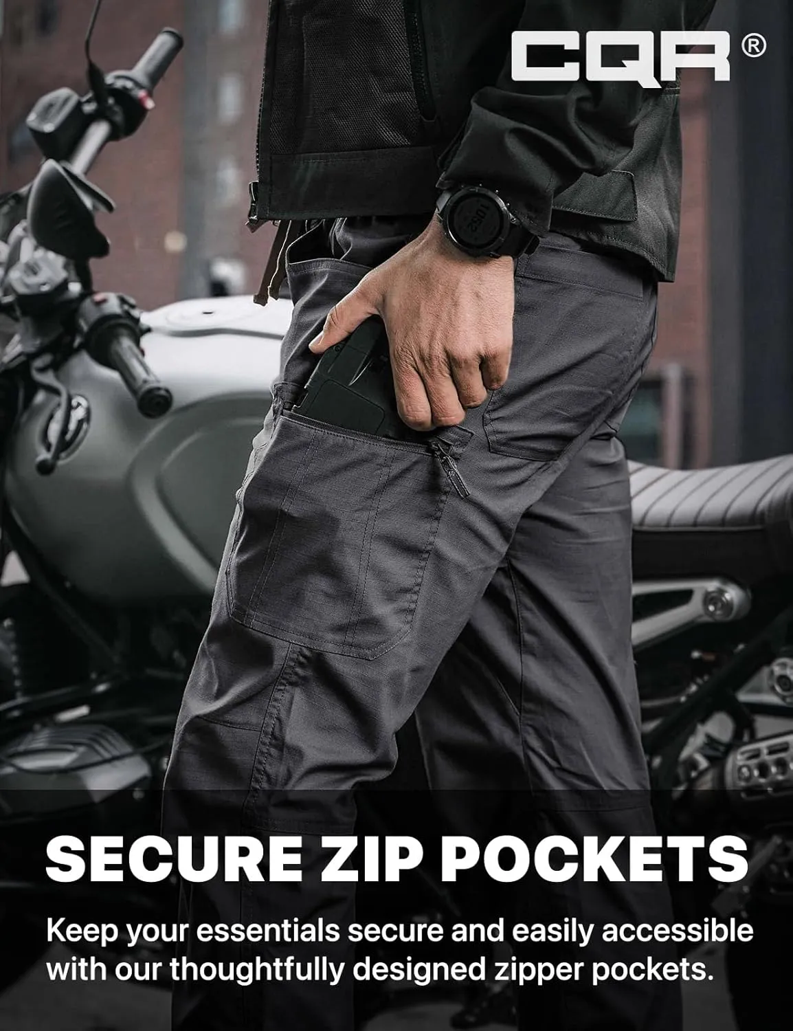 CQR Men's Flex Lightweight Joggers, Elastic Waist Drawstring Casual Pants, Tapered Fit Water Resistant Outdoor Cargo Pants