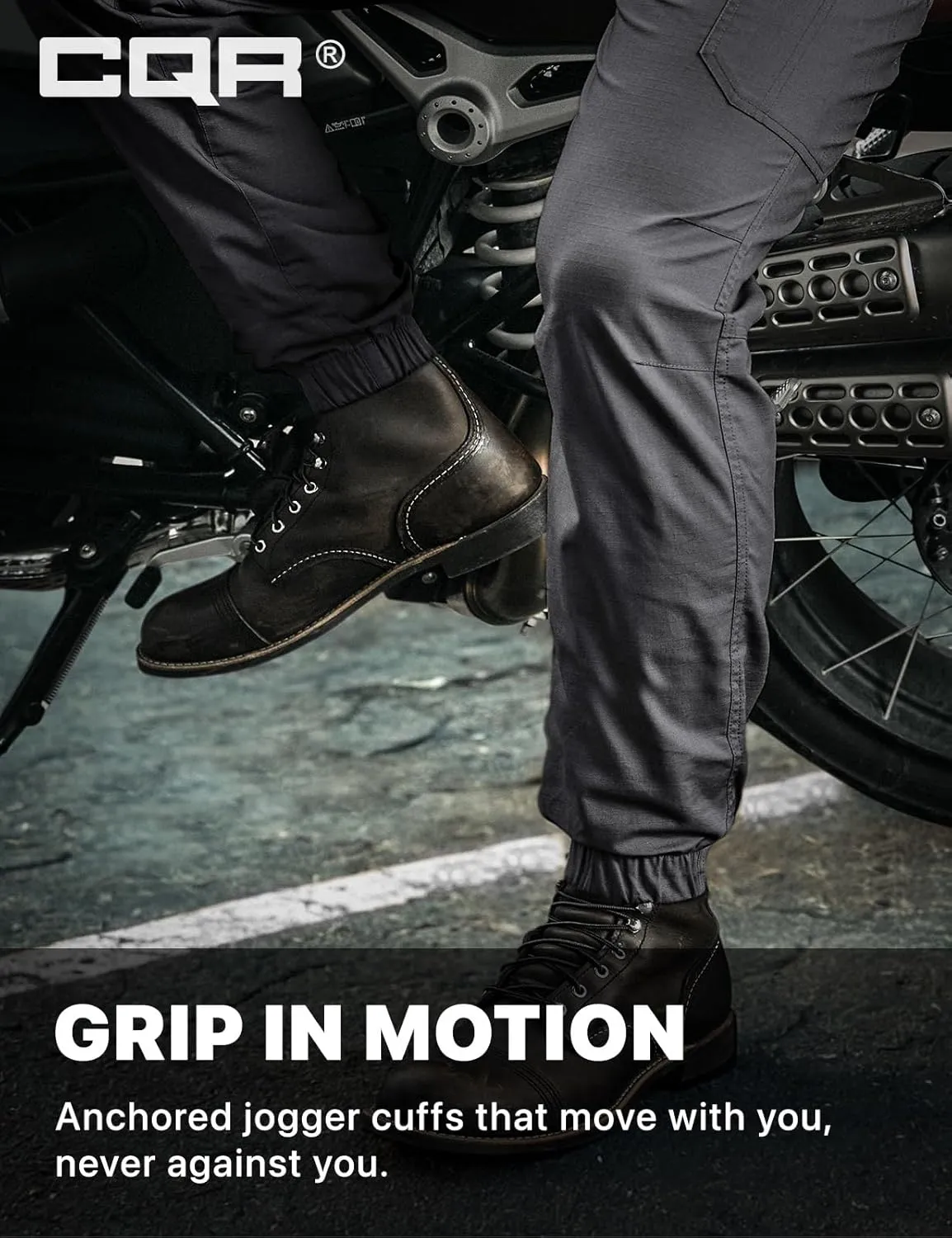 CQR Men's Flex Lightweight Joggers, Elastic Waist Drawstring Casual Pants, Tapered Fit Water Resistant Outdoor Cargo Pants