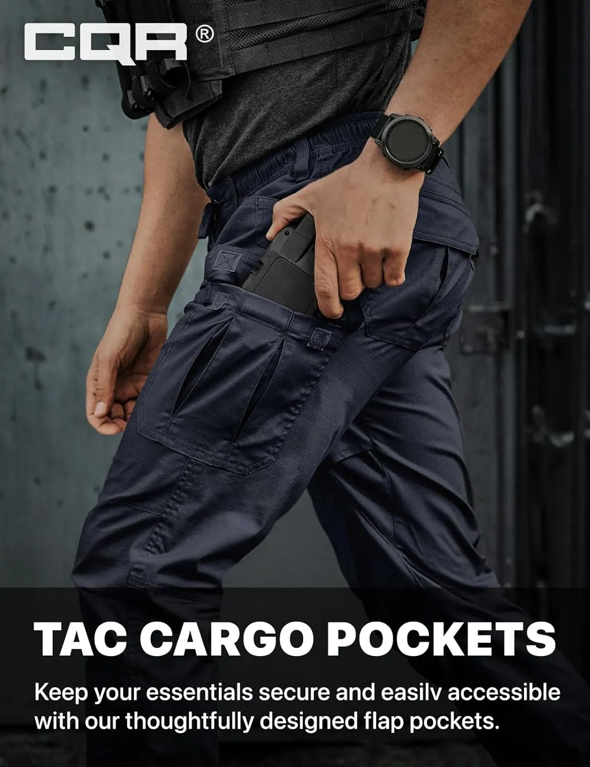 CQR Men's Flex Lightweight Joggers, Elastic Waist Drawstring Casual Pants, Tapered Fit Water Resistant Outdoor Cargo Pants