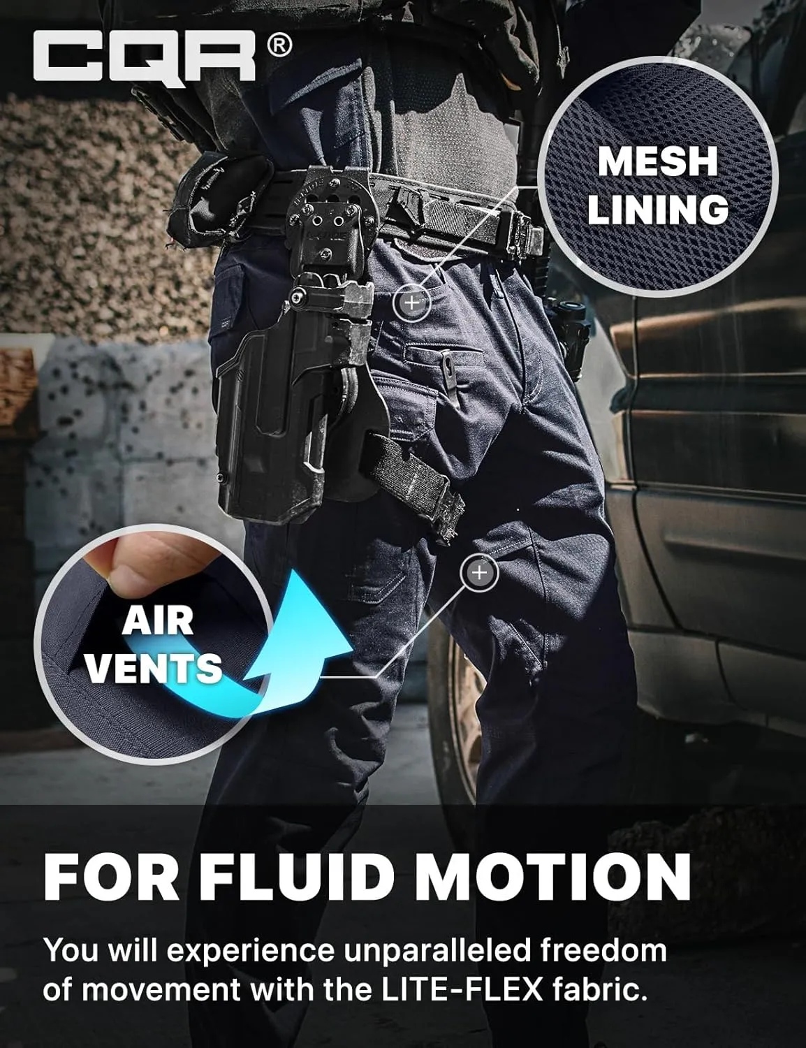 CQR Men's Flex Lightweight Joggers, Elastic Waist Drawstring Casual Pants, Tapered Fit Water Resistant Outdoor Cargo Pants