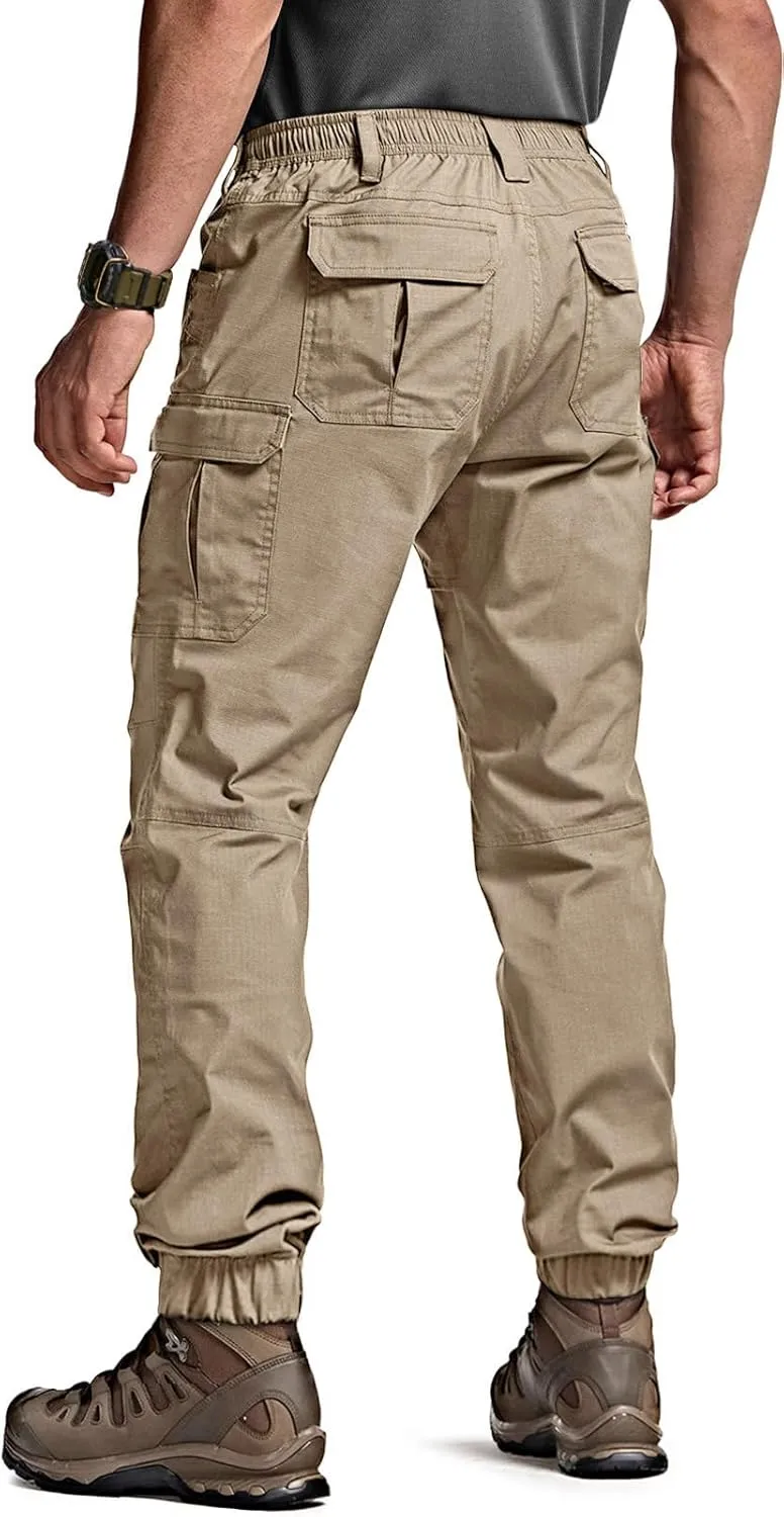 CQR Men's Flex Lightweight Joggers, Elastic Waist Drawstring Casual Pants, Tapered Fit Water Resistant Outdoor Cargo Pants