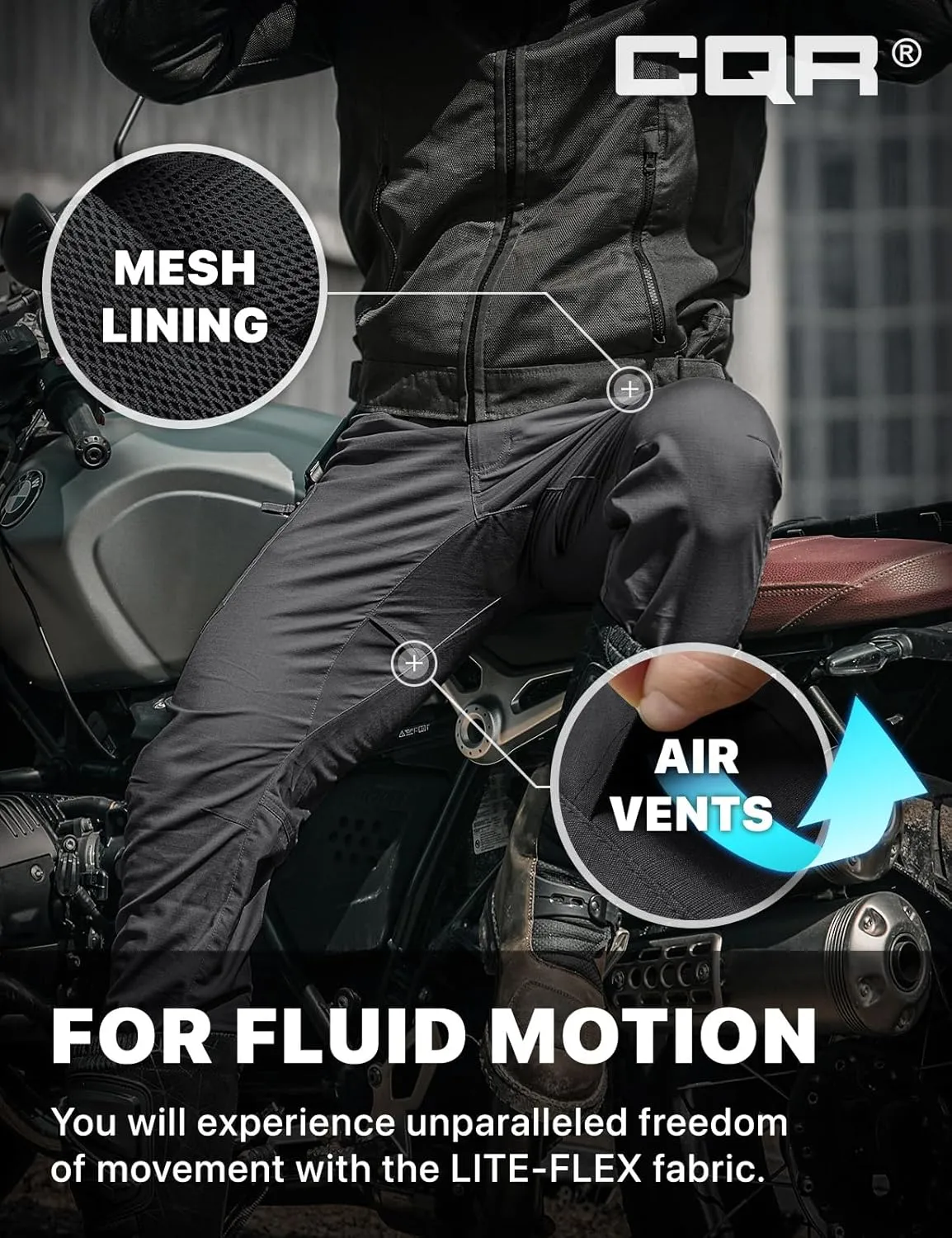 CQR Men's Flex Lightweight Joggers, Elastic Waist Drawstring Casual Pants, Tapered Fit Water Resistant Outdoor Cargo Pants
