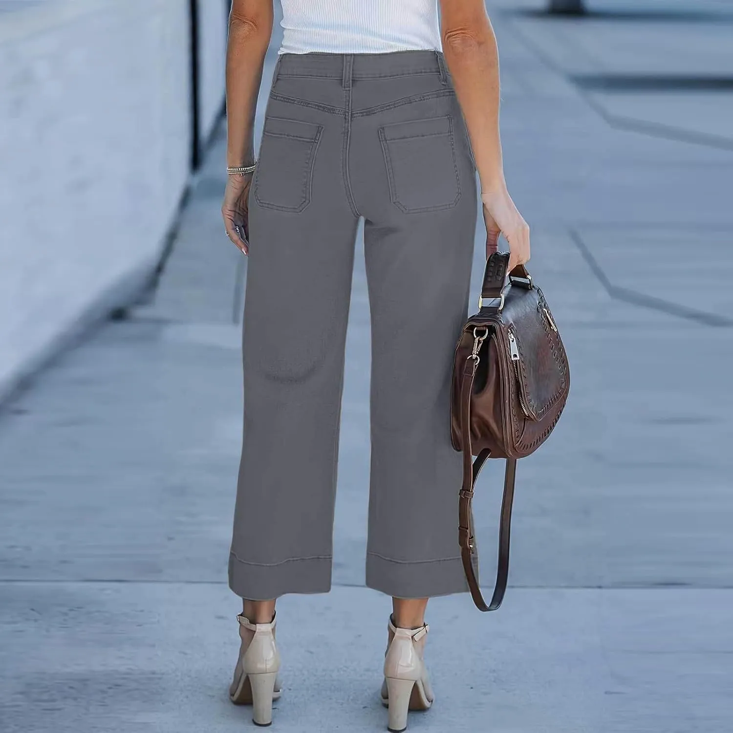 Cropped Jeans for Women High Waisted Mother Mom 90s Boyfriend Denim Jeans Casual Vintage Y2k Wide Leg Denim Pants