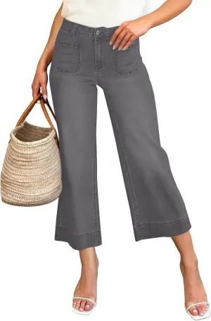 Cropped Jeans for Women High Waisted Mother Mom 90s Boyfriend Denim Jeans Casual Vintage Y2k Wide Leg Denim Pants
