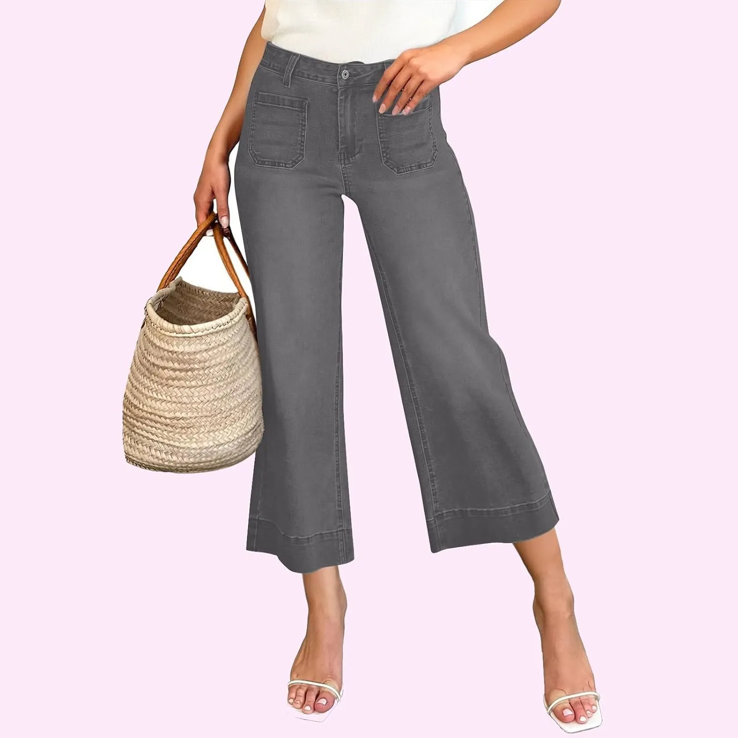 Cropped Jeans for Women High Waisted Mother Mom 90s Boyfriend Denim Jeans Casual Vintage Y2k Wide Leg Denim Pants
