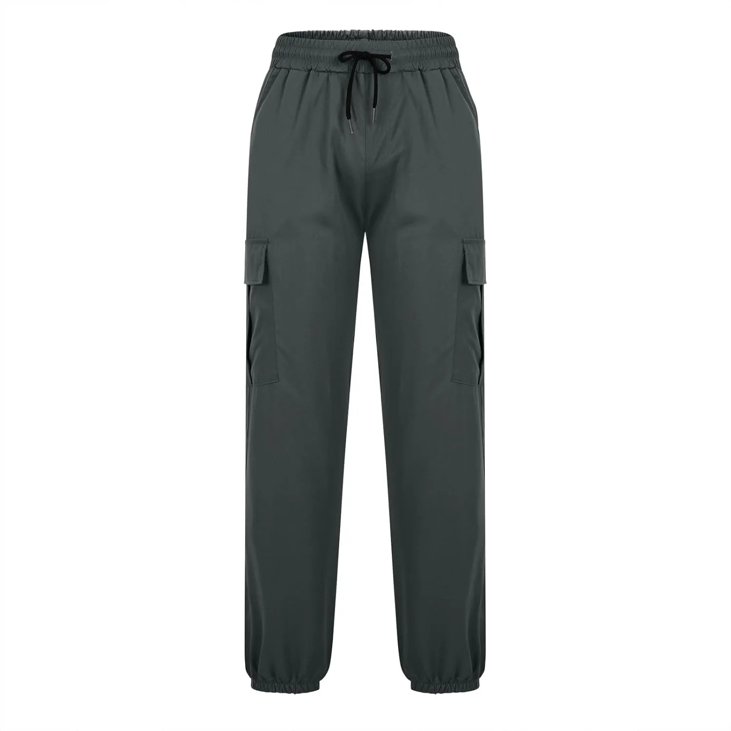 Dademeo Men's Cargo Pants with Multi Pockets Solid Color Drawstring Elastic Waist Casual Joggers Athletic Lounge Trousers