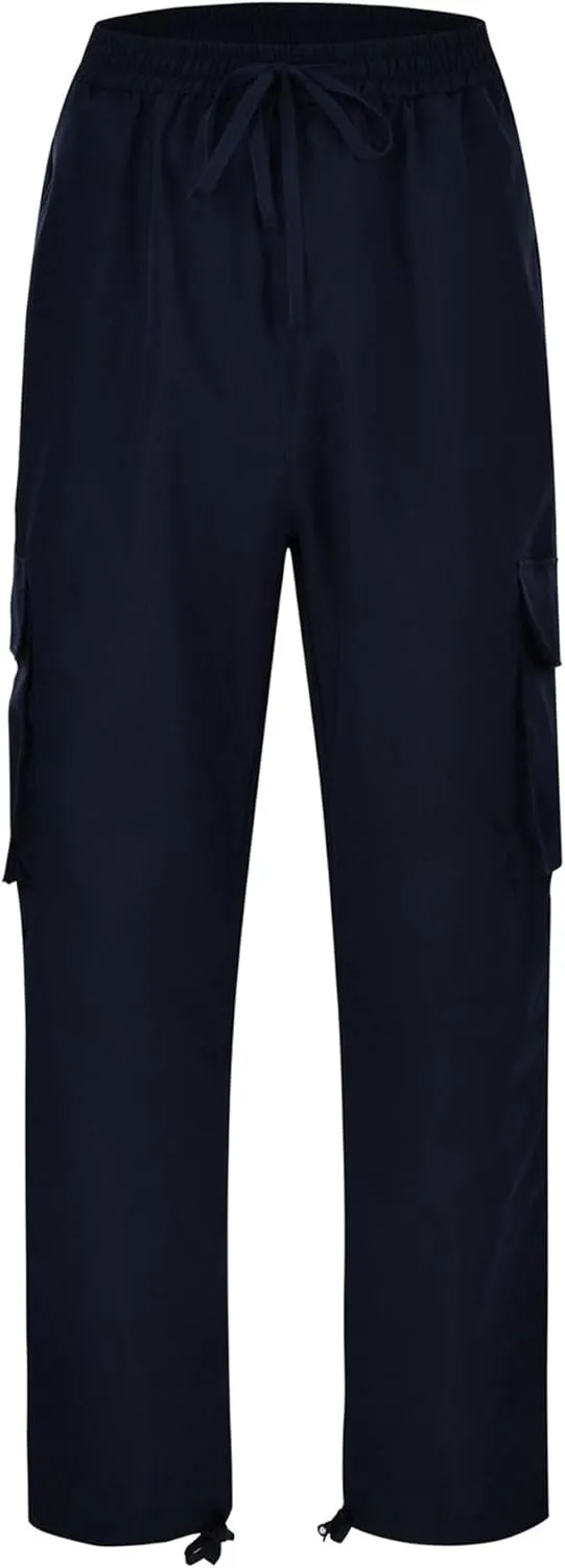 DGHM-JLMY Mens Outdoor Cargo Pants Casual Hiking Athletic Pant Trousers Drawstring Loose Straight Joggers Sweatpants