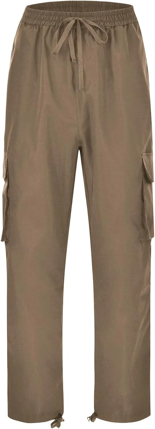 DGHM-JLMY Mens Outdoor Cargo Pants Casual Hiking Athletic Pant Trousers Drawstring Loose Straight Joggers Sweatpants