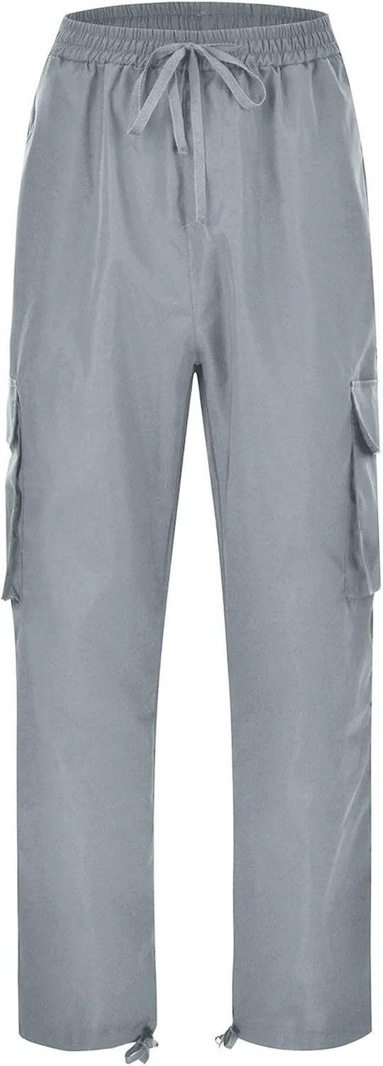 DGHM-JLMY Mens Outdoor Cargo Pants Casual Hiking Athletic Pant Trousers Drawstring Loose Straight Joggers Sweatpants