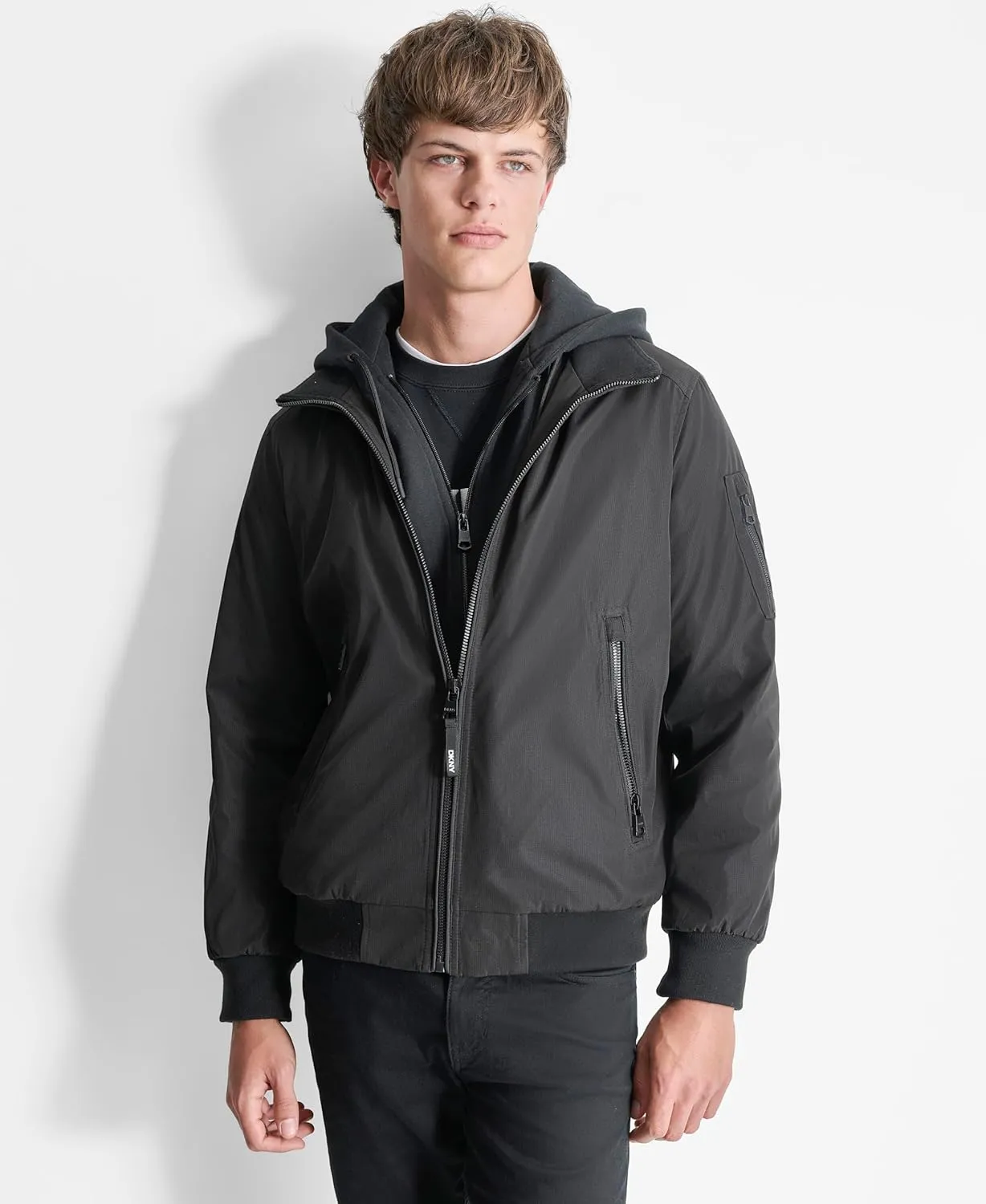 DKNY Men's Water Resistant Hooded Durable Casual Jacket
