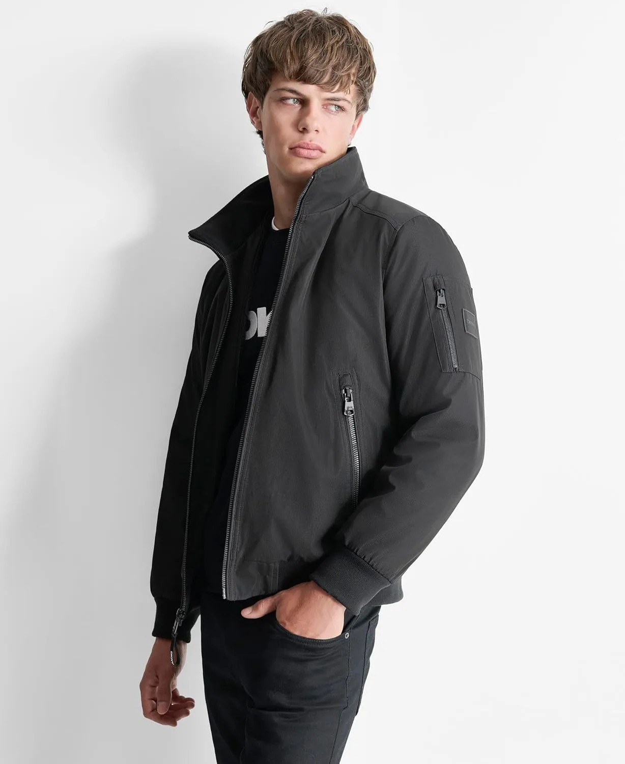 DKNY Men's Water Resistant Hooded Durable Casual Jacket