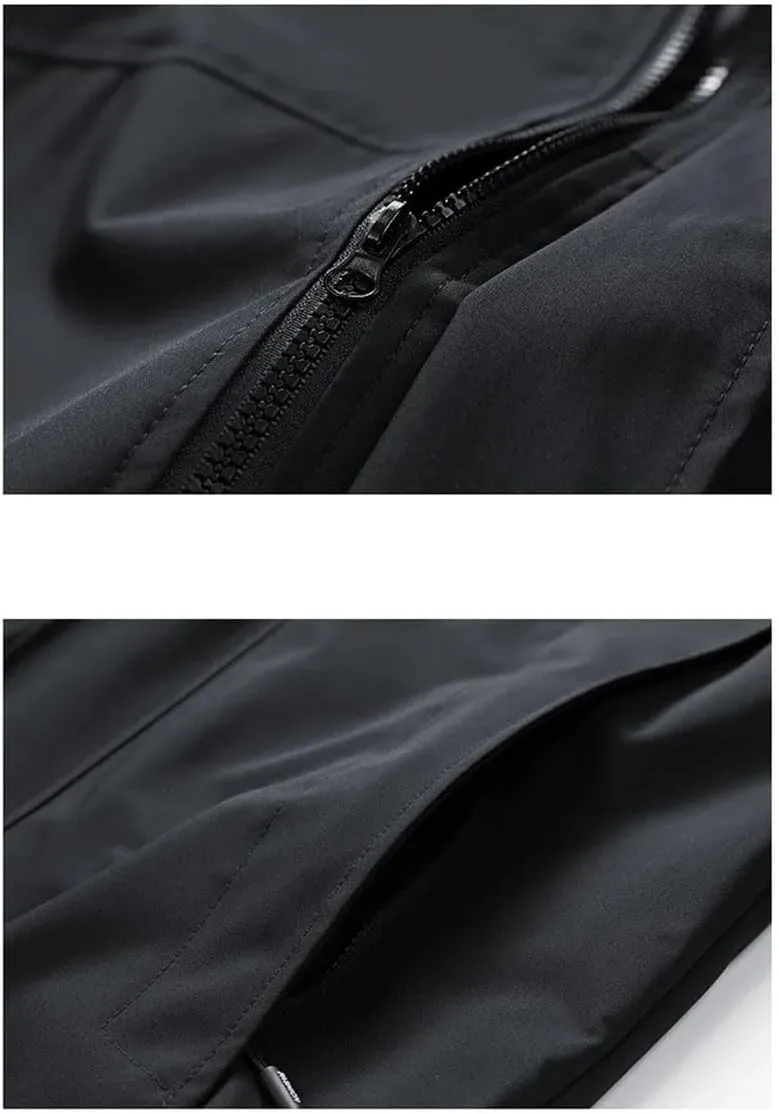Dninmim Men's Outdoor Hooded Jackets Windbreak Coat Casual Jacket Solid Outerwear Top
