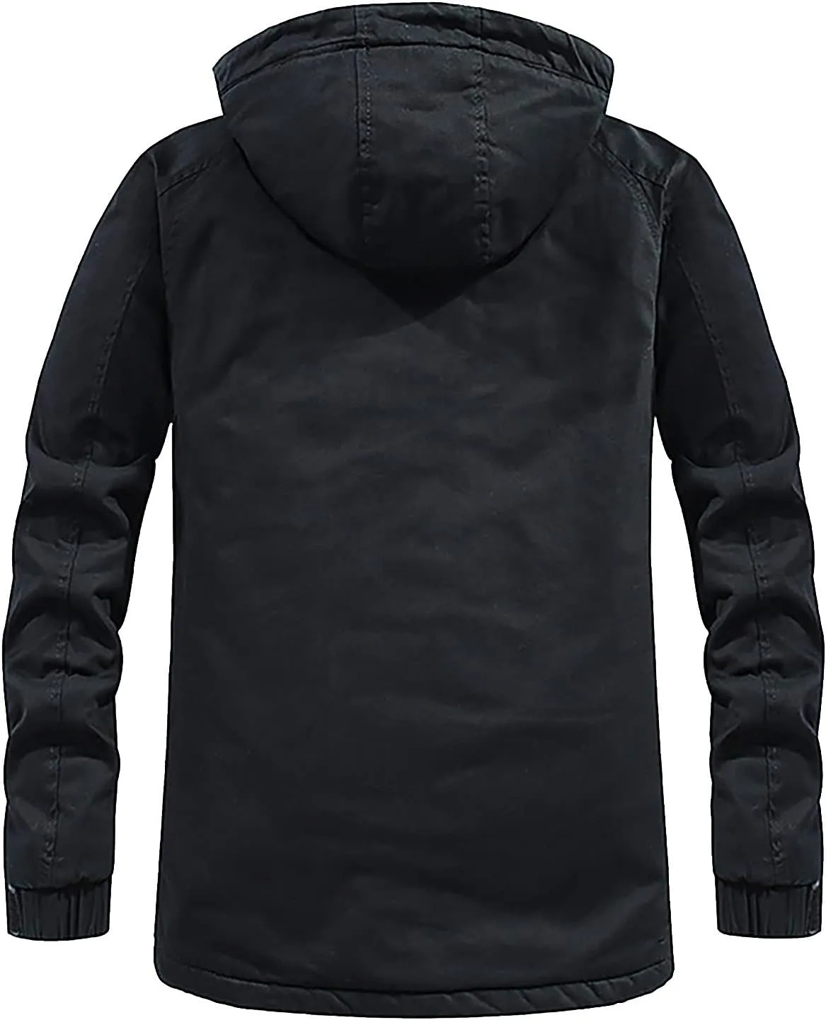 DuDubaby Men's Winter Hooded Windproof Solid Long Sleeve Soft Coat Shell Jacket