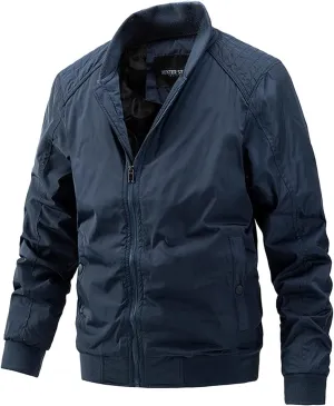 DuDubaby New Cotton Clip Reversible Men's Solid Color Coat Zipper Stand Collar Jacket