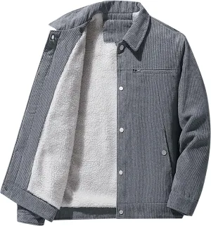 DuDubaby Sports Jacket for Mens Men's Plush Thickened Jacket Large Size Jacket Solid Color Lapel Loose Lambswood Jacket