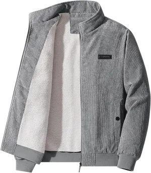 DuDubaby Sports Jacket for Mens Men's Plush Thickened Jacket Large Size Jacket Solid Color Lapel Loose Lambswood Jacket