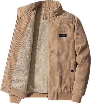 DuDubaby Sports Jacket for Mens Men's Plush Thickened Jacket Large Size Jacket Solid Color Lapel Loose Lambswood Jacket