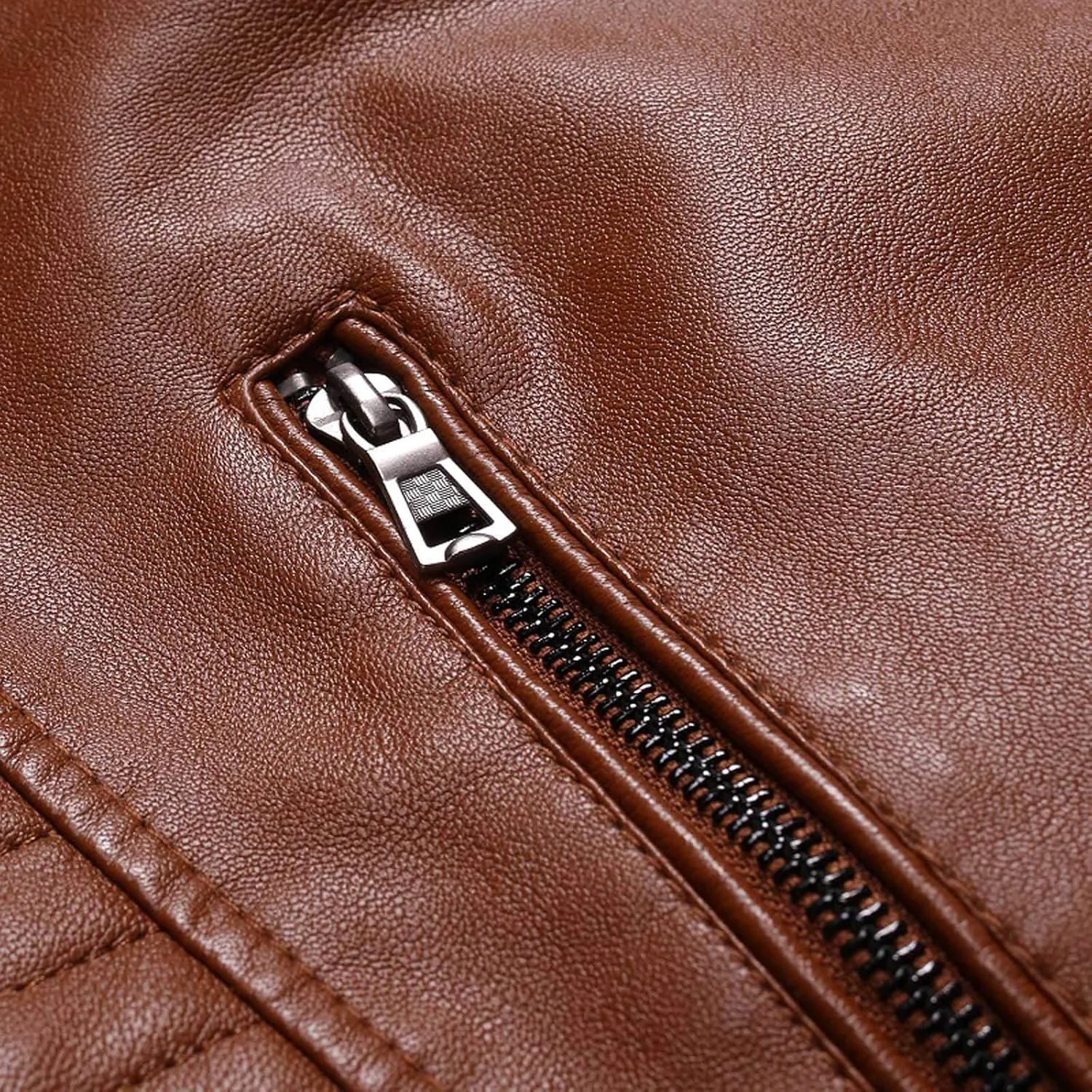 DuDubaby Winter Men's Casual Stand Collar Leather Jacket Coat