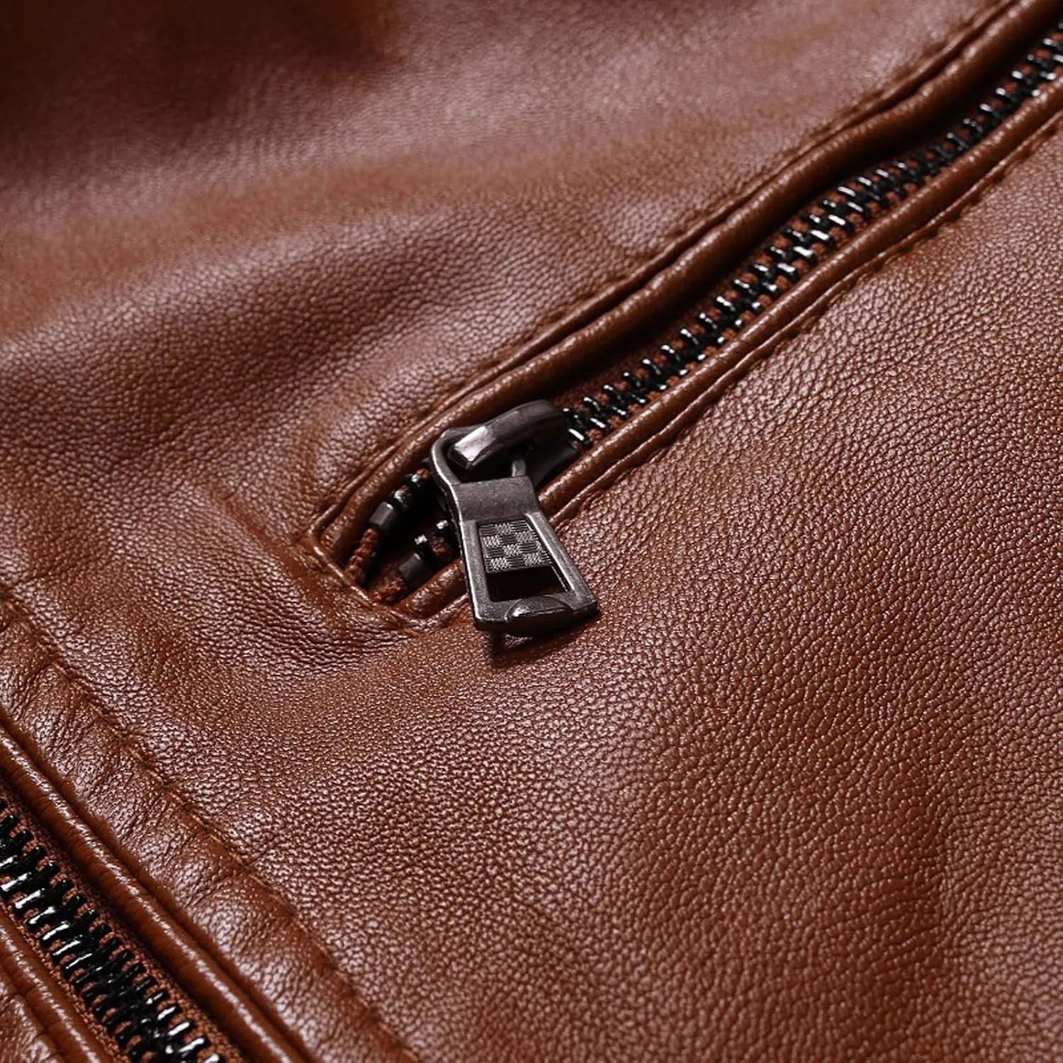 DuDubaby Winter Men's Casual Stand Collar Leather Jacket Coat